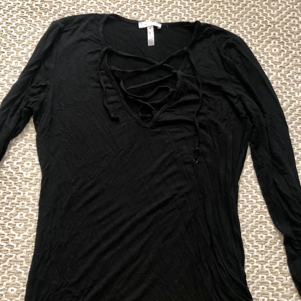 Black lace up long sleeve